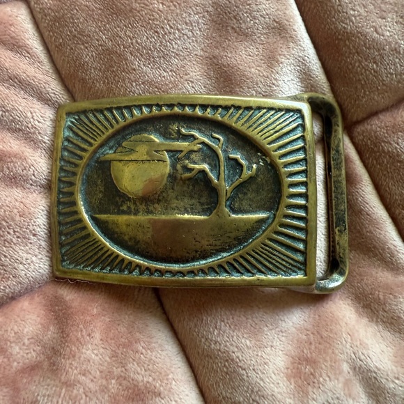 Vintage Other - Vintage Gold Brass Tech Ether Guild 1970’s Belt Buckle with Tree Moon Design